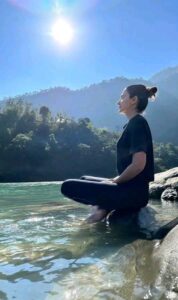 Anushka Sharma practicing meditation