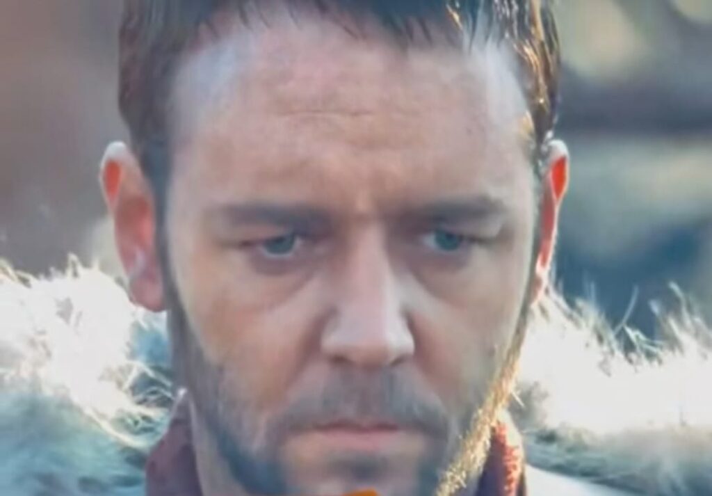 A screenshot from a movie Gladiator 2000 that shows a character is taking a decision